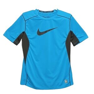 Nike‎ Pro Combat Boys XL - Dri Fit Short Sleeve Sports Blue T-Shirt